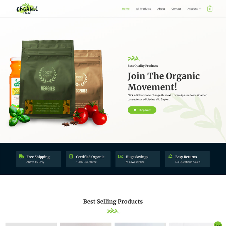 網站設計版型-organic-shop