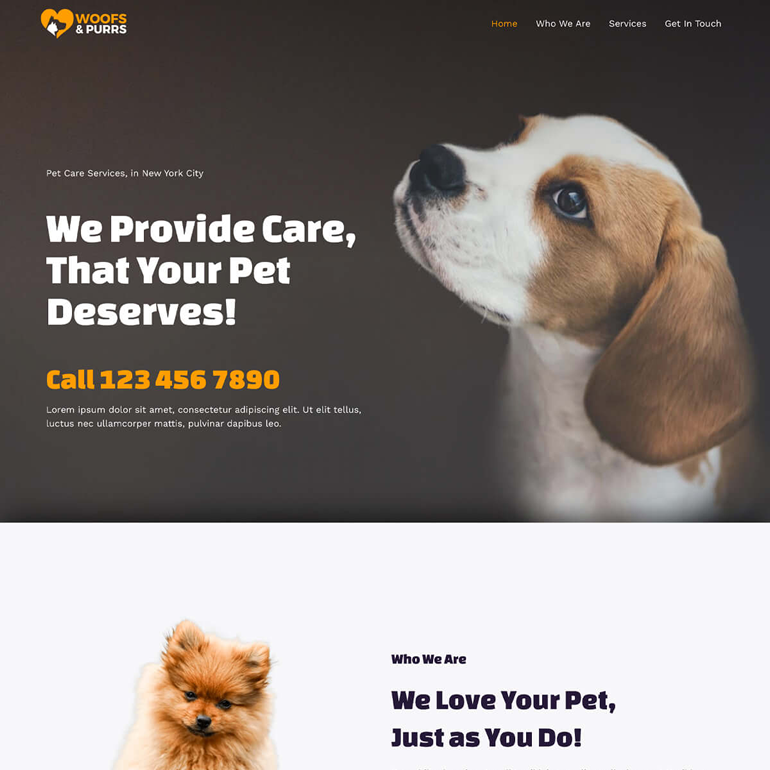 網站設計版型-pet-sitting