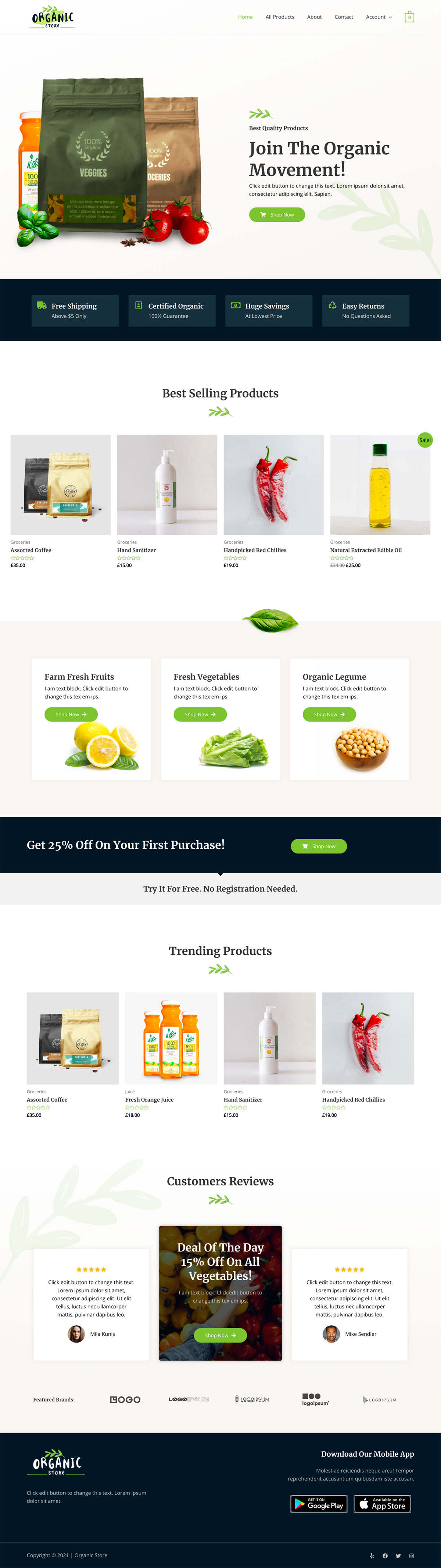 網站設計版型-organic-shop