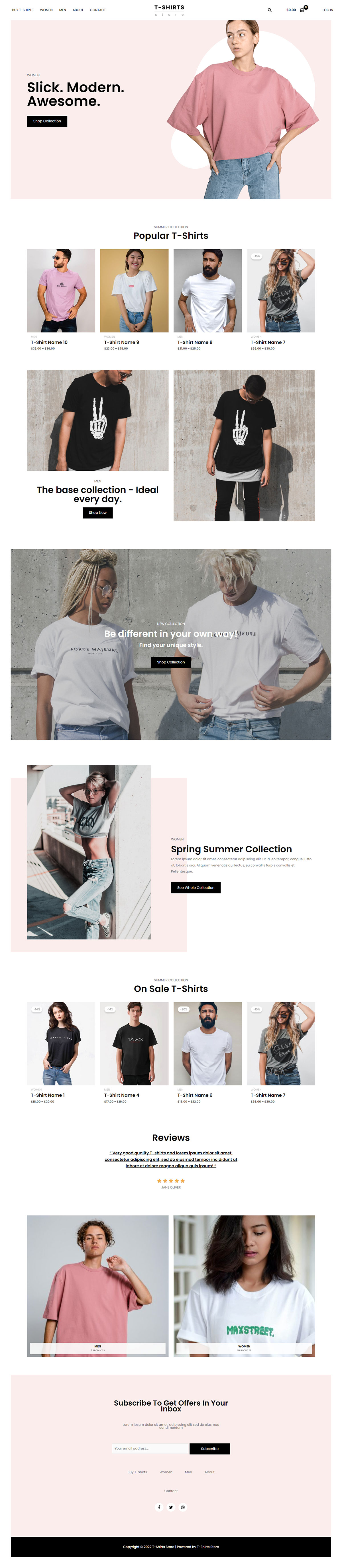 網站設計版型-t-shirts-store
